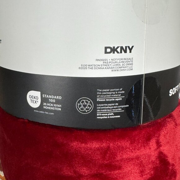 DKNY Red King Soft Plush Fleece Blanket Comforter Bedding Embroidered Logo - Picture 4 of 10
